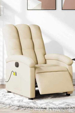vidaXL 3205881 - Fauteuil inclinable de massage électrique crème tissu