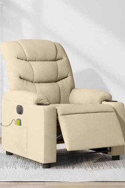 vidaXL 3206924 - Fauteuil inclinable de massage électrique crème tissu