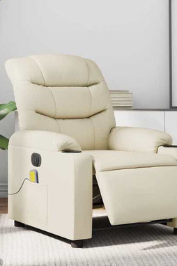 vidaXL 3206907 - Fauteuil inclinable de massage électrique crème similicuir