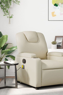 vidaXL 3205544 - Fauteuil de massage inclinable crème similicuir