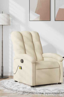 vidaXL 3205874 - Fauteuil inclinable de massage crème tissu