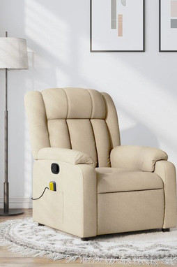 vidaXL 3205779 - Fauteuil de massage inclinable crème tissu