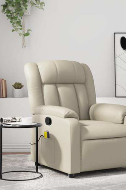 vidaXL 3206241 - Fauteuil de massage inclinable crème similicuir