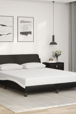 vidaXL 3207679 - Cadre de lit sans matelas noir et blanc 152x203 cm similicuir