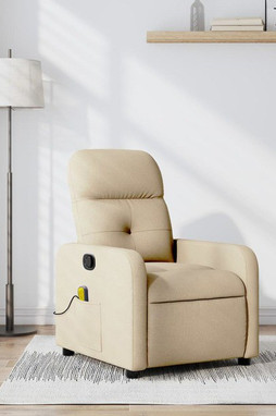 vidaXL 3206939 - Fauteuil inclinable de massage crème tissu