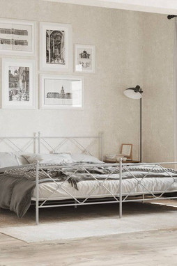 vidaXL 376575 - Cadre de lit métal sans matelas et pied de lit blanc 193x203 cm