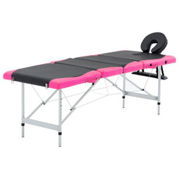 vidaXL 110248 - Table de massage pliable 4 zones Aluminium et rose