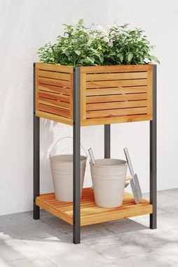 vidaXL 367616 - Jardinière et étagère 45x45x80 cm bois massif dacacia et acier