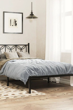 vidaXL 376123 - Cadre de lit métal sans matelas avec tête de lit noir 100x200cm