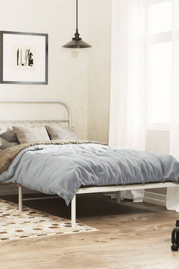 vidaXL 376644 - Cadre de lit métal sans matelas et tête de lit blanc 100x200 cm