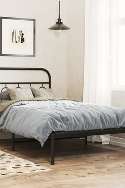 vidaXL 377112 - Cadre de lit métal sans matelas avec tête de lit noir 100x200cm