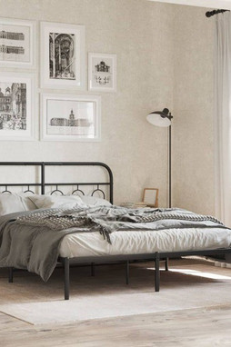 vidaXL 377119 - Cadre de lit métal sans matelas avec tête de lit noir 150x200cm