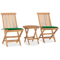 vidaXL 3063176 - Ensemble à manger dextérieur pliable avec coussin 3 pcs Teck
