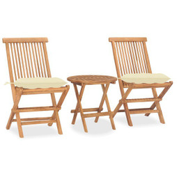 vidaXL 3063188 - Ensemble à manger dextérieur pliable avec coussin 3 pcs Teck