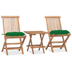 vidaXL 3063218 - Ensemble à manger dextérieur pliable avec coussin 3 pcs Teck