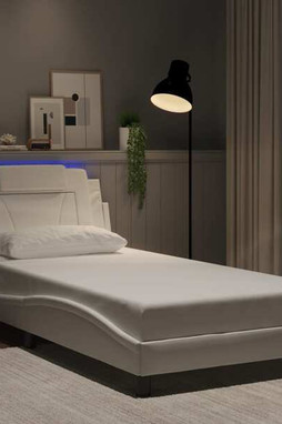 vidaXL 3214051 - Cadre de lit avec lumières LED blanc 100x190 cm similicuir