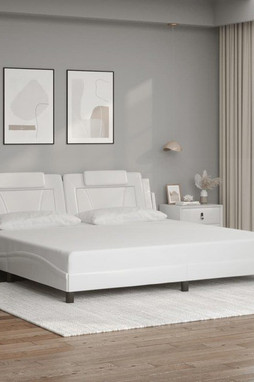 vidaXL 3208137 - Cadre de lit sans matelas blanc 193x203 cm similicuir