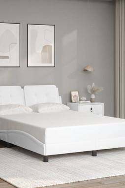 vidaXL 3208219 - Cadre de lit sans matelas blanc 137x190 cm similicuir
