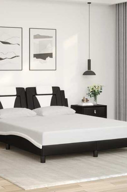 vidaXL 3208135 - Cadre de lit sans matelas noir et blanc 152x203 cm similicuir
