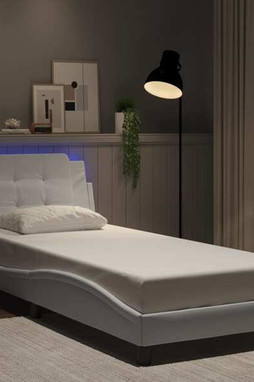 vidaXL 3214142 - Cadre de lit avec lumière LED blanc 100x203 cm similicuir