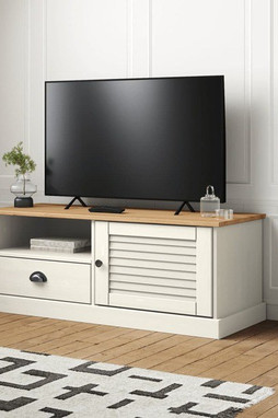 vidaXL 353176 - Meuble TV VIGO blanc 106x40x40 cm bois massif de pin