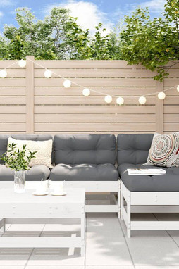 vidaXL 3186180 - Salon de jardin 5 pcs blanc bois massif de pin
