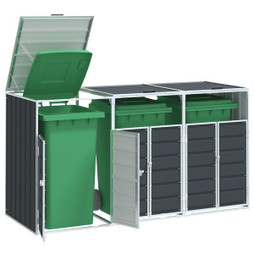 vidaXL 4006181 - Rangement à roulettes pour poubelles pour trois bacs acier