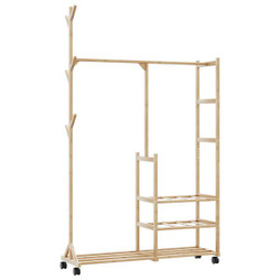 vidaXL 4008919 - Porte-vêtements et étagères et roulettes 100x38x175,5cm bambou