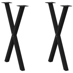 vidaXL 4012912 - Pieds de table à manger forme de X 2 pcs noir 57x(72-73) cm