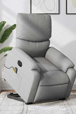 vidaXL 3206111 - Fauteuil inclinable de massage électrique gris clair tissu