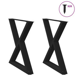 vidaXL 4012724 - Pieds de table à manger 2 pcs noir 70x(72-73,3)cm acier