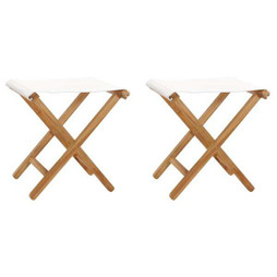 vidaXL 310669 - Chaises pliables lot de 2 Bois teck solide et tissu crème
