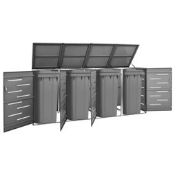 vidaXL 149557 - Abri pour quatre poubelles 276,5x77,5x112,5 cm Inox