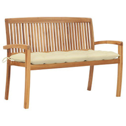 vidaXL 3063296 - Banc de jardin empilable et coussin 128,5cm Bois de teck massif