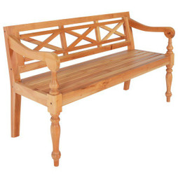 vidaXL 337078 - Banc Batavia 123 cm Bois dacajou massif Marron clair