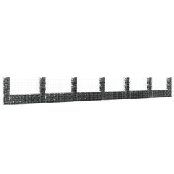 vidaXL 151280 - Panier de gabion en forme de U avec 7 poteaux Fer 740x20x100 cm