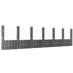 vidaXL 151294 - Panier de gabion en forme de U avec 7 poteaux Fer 740x20x200 cm