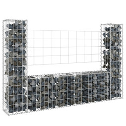 vidaXL 151275 - Panier de gabion en forme de U avec 2 poteaux Fer 140x20x100 cm