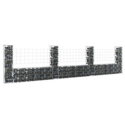 vidaXL 151277 - Panier de gabion en forme de U avec 4 poteaux Fer 380x20x100 cm