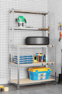 vidaXL 152875 - 5-Layer Work Table with Shelves Steel&Engineered Wood