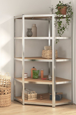 vidaXL 152880 - 5-Layer Heavy-duty Corner Shelf Steel&Engineered Wood