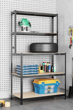 vidaXL 152877 - 5-Layer Work Table with Shelves Steel&Engineered Wood