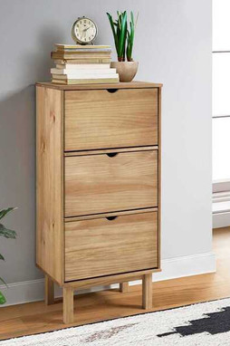 vidaXL 351309 - Armoire à chaussures OTTA avec 3 tiroirs Marron Bois massif pin