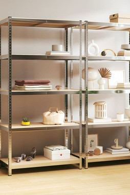 vidaXL 3154209 - 5-Layer Shelves 2 pcs Steel&Engineered Wood