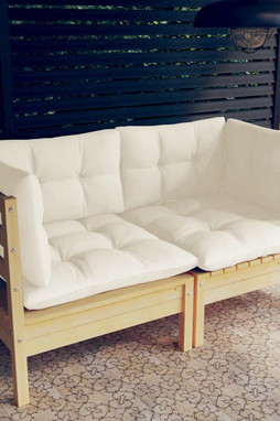 vidaXL 3096010 - Canapé 2 places de jardin et coussins crème Bois de pin solide