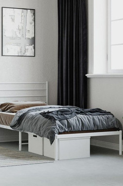 vidaXL 352362 - Cadre de lit métal sans matelas et tête de lit blanc 100x190 cm