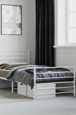 vidaXL 352381 - Cadre de lit métal sans matelas et pied de lit blanc 100x200 cm