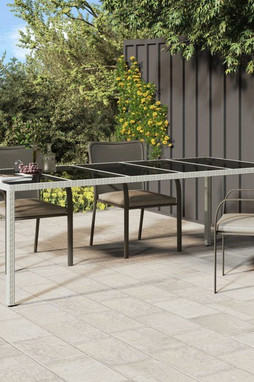 vidaXL 362556 - Table de jardin blanc 250x100x75 cm résine tressée verre trempé