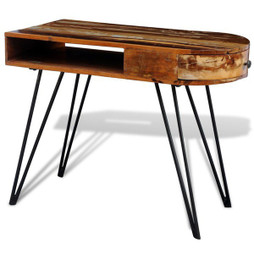 vidaXL 241641 - Bureau avec pieds en fer Bois de récupération solide
