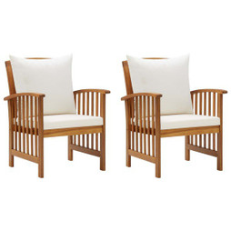 vidaXL 310257 - Chaises de jardin avec coussins lot de 2 Bois dacacia massif